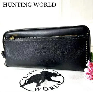 HUNTING WORLD 블랙 가죽 클러치백