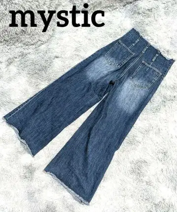 mystic 미스틱 데님 배기 팬츠 하이 웨스트 다크 블루 S