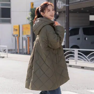 coca 백 플레어 후드 부착 2way 퀼팅 코트