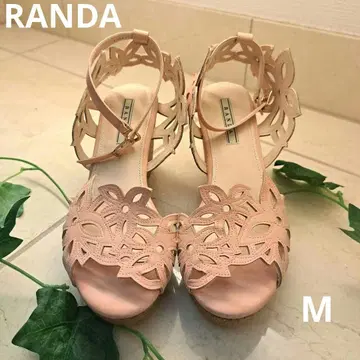 RANDA 핑크 꽃무늬 컷 아웃 웨지 샌들