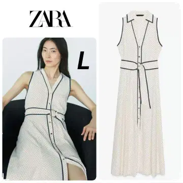 ZARA 미디 셔츠 원피스 도트 무늬 L 사이즈 완판템