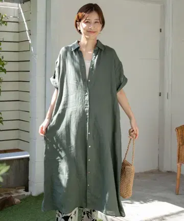 어반 리서치 도어즈 린넨 프론트 오픈 셔츠 원피스 택 포함 새상품