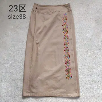 23구 랩 롱 스커트 꽃 자수 38 고급스러운 예쁜 랩 스커트