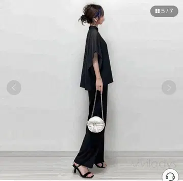 블랙 케이프 스타일 팬츠 셋업