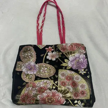 꽃무늬 자수 기모노 가방 블랙 오비 리메이크
