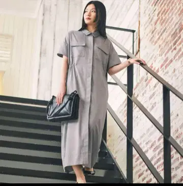 소주 카라 부착 원피스 반팔 롱
