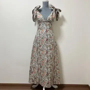 벌스데이 바쉬 린넨 100% 꽃무늬 롱 원피스 여름 린넨 100% 성인