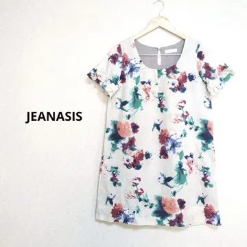 JEANASIS 지나시스 꽃무늬 반팔 튜닉 플레어 슬리브 안감 부착 F