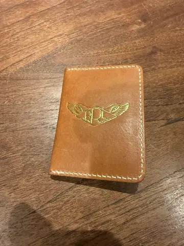 rrl 브라운 가죽 패스 케이스 날개 로고 포함