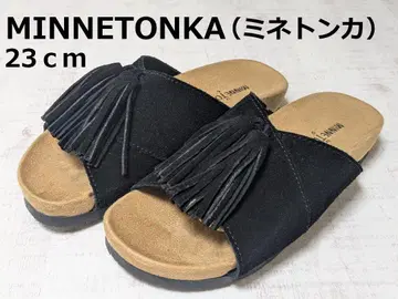 미사용 미네통카 태슬 샌들 컴포트 블랙 23cm