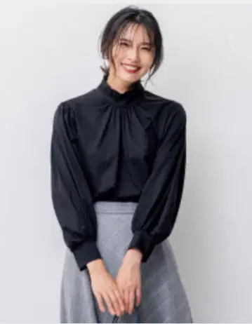 택 포함 새상품 23구 하이넥 네이비 새틴 블라우스 46 2XL