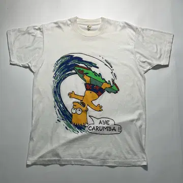 80s 심슨 USA제 빈티지 티셔츠 XL 화이트 버트/ 6793