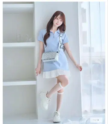 RoseMuse 로제 뮤즈 플리츠 폴로 원피스