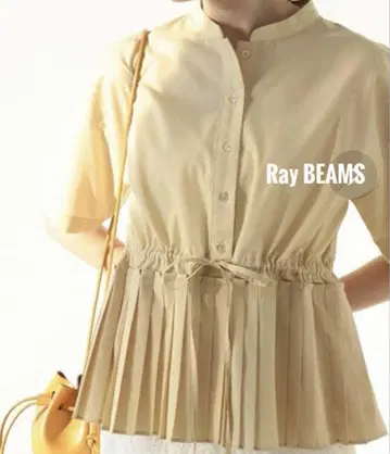 컨디션 최상 Ray 빔즈 플리츠 절개 밴드 카라 셔츠