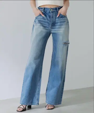 SENEE 루즈 빈티지 라이크 데님 블루 S