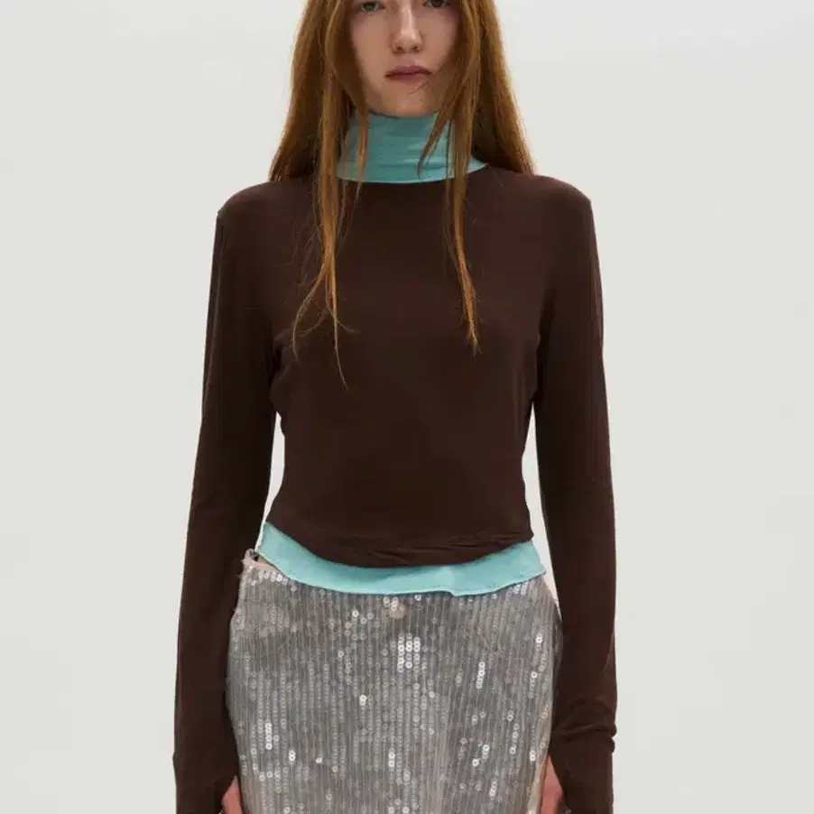 【PARTIMENTO WOMEN】DOUBLE LAYERED HIGH NECK TEE/韓國 大人気 PARTIMENTO | 파르티멘토 Selling Partimento Women's Double