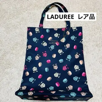 라두레 LADUREE 마카롱 장미 무늬 레어 상품 네이비 토트백