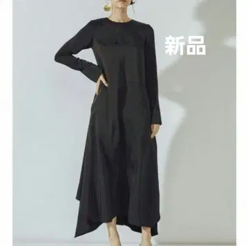 새상품 안스 리드 백 플레어 롱 원피스 블랙 검정 36
