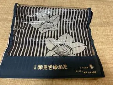 네이비 컬러 스트라이프 꽃무늬 면 유카타 옷감 여성용