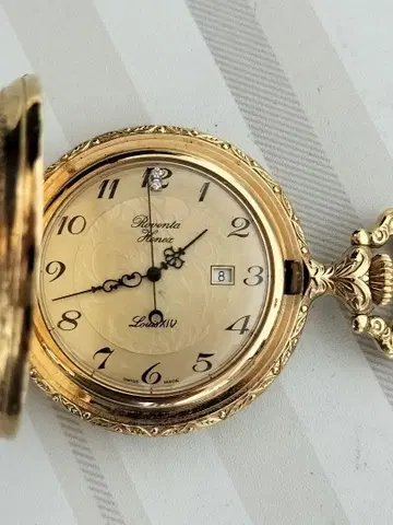 새상품급 작동품 Roventa Henex 회중시계 Louis XIV 골드