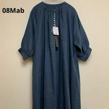 08Mab 새상품 린넨 100% 달 블루 A 라인 원피스