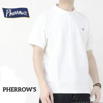 PHERROW'S 페로우즈 원포인트 자수 일본제 사슴 무늬 피케 셔츠