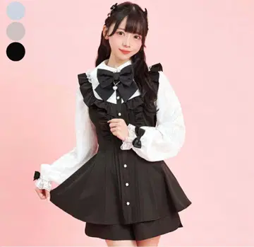 시크릿허니 소매 레이스 핀턱 프릴 요크 절개 셋업