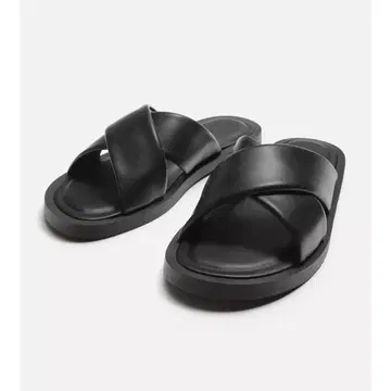 ZARA 밤 크로스 샌들 28.5cm 크로스 스트랩 블랙 샌들