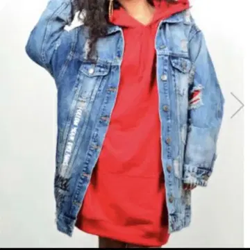 babyshoop 크러쉬 롱 기장 데님 자켓