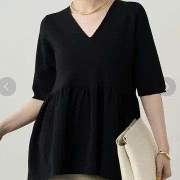 Loungedress 라운지 드레스 페플럼 니트 썸머 니트 블랙 F