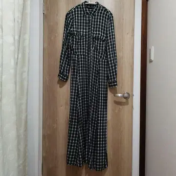 자라 체크 무늬 셔츠 원피스 S