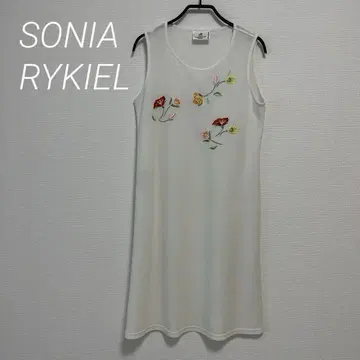 SONIA RYKIEL 슬리브리스 원피스 화이트 썸머 니트