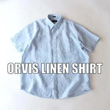 ORVIS 린넨 반팔 체크 셔츠 USA 빈티지 구제 의류 [GG0225
