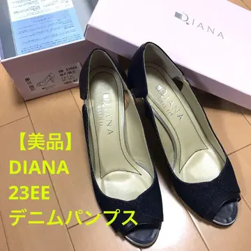 DIANA WELL FIT 오픈토 펌프스 블루 데님 와이드 23cm