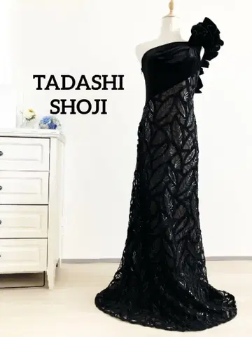 TADASHISHOJI 롱 드레스 스팽글 벨벳 칵테일 드레스