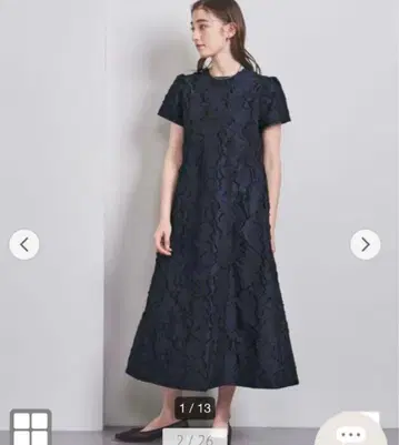 UNITED ARROWS 컷 자카드 숏 슬리브 원피스