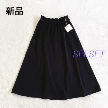 새상품 SEESET 허리 드로스트 스커트 블랙