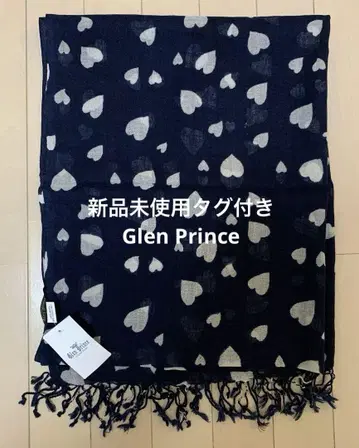 택 포함 Glen Prince 울 스톨 숄 네이비 하트