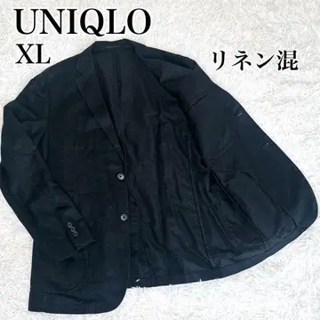 유니클로 XL 린넨 혼방 마 테일러드 자켓 썸머 자켓 블랙