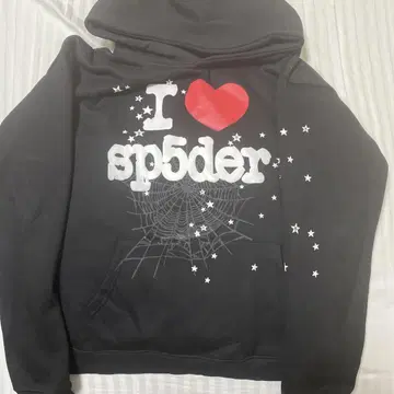 I Love sp5der 후드티 블랙