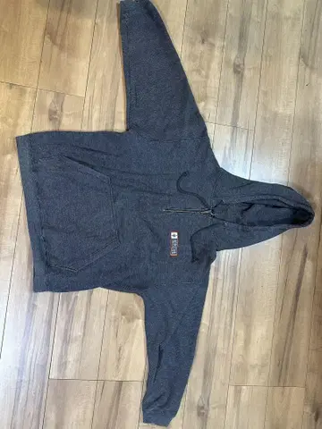 ROPEGIN 후드 부착 하프 지퍼 그레이 후드티