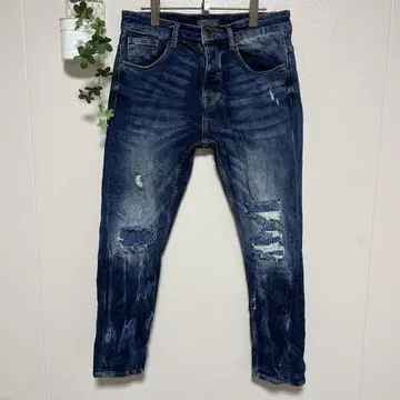 ZARA MAN 데미지 가공 크러쉬 데님 팬츠 USA31