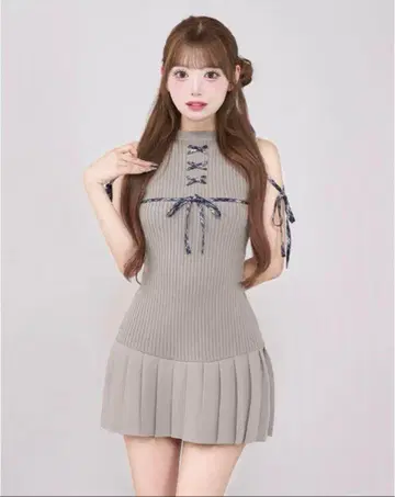 Darich 도킹 레이스업 미니 원피스 FL 사이즈 그레이