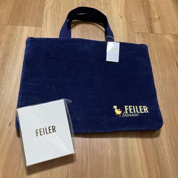 페이러 긴자 본점 10주년 기념 한정 상품 토트백 네이비 참 세트
