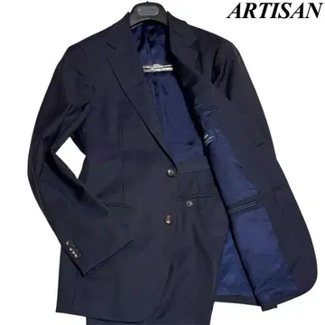 새상품급 ARTISAN 수트 셋업 M 네이비 싱글 2버튼 네이비