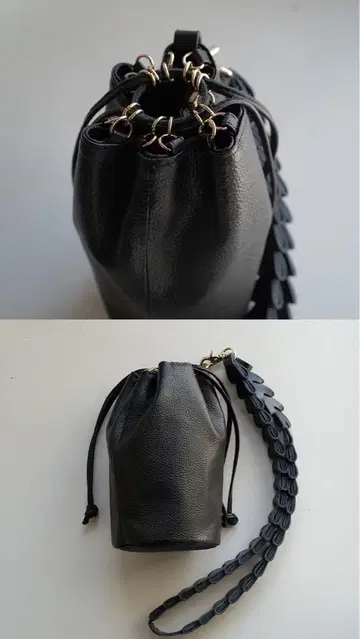 블랙 가죽 복조리형 숄더백