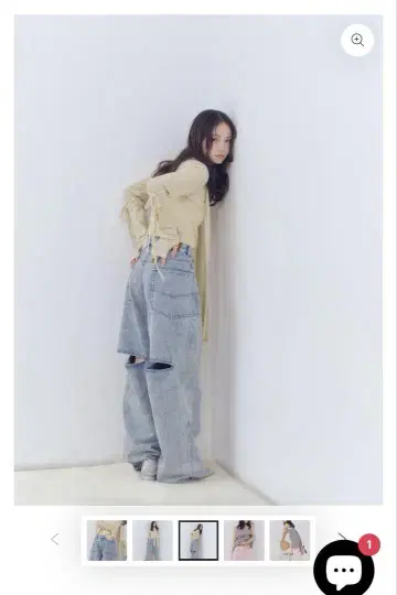 새상품 Andequal 백 슬릿 커브 데님 팬츠