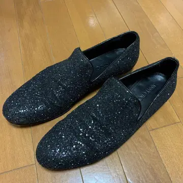 지미추 글리터 블랙 슬립온