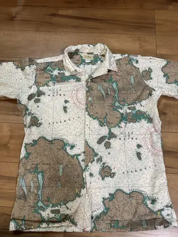 L.L.Bean 지도 패턴 반팔 셔츠 M 사이즈