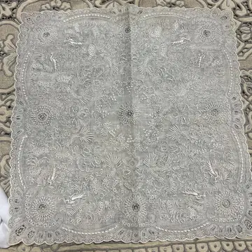산터우 수공 자수 레이스 손수건 빈티지